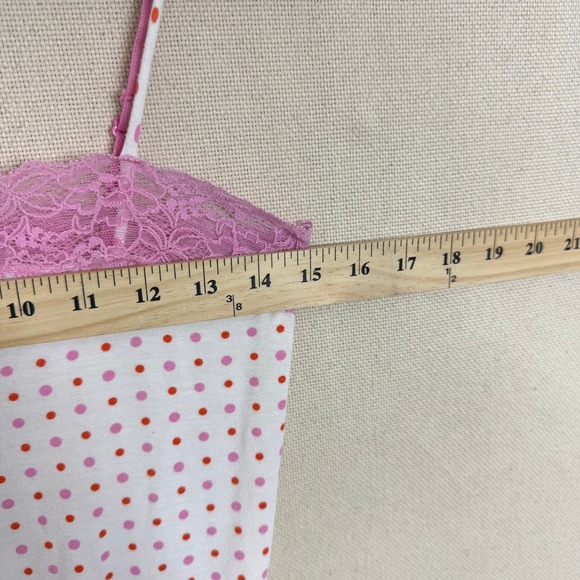 Vintage Victoria's Secret PINK Polka Dot Lace Trim Camisole Top White Pink XS/S - Picture 3 of 3